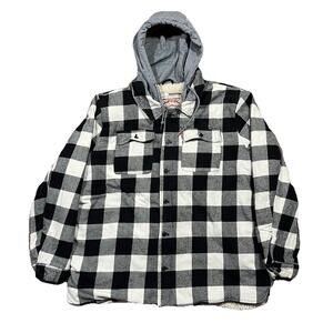 Levi Strauss Sherpa Lined Flannel Jacket Hoodie Men’s 3XL Plaid Button Up